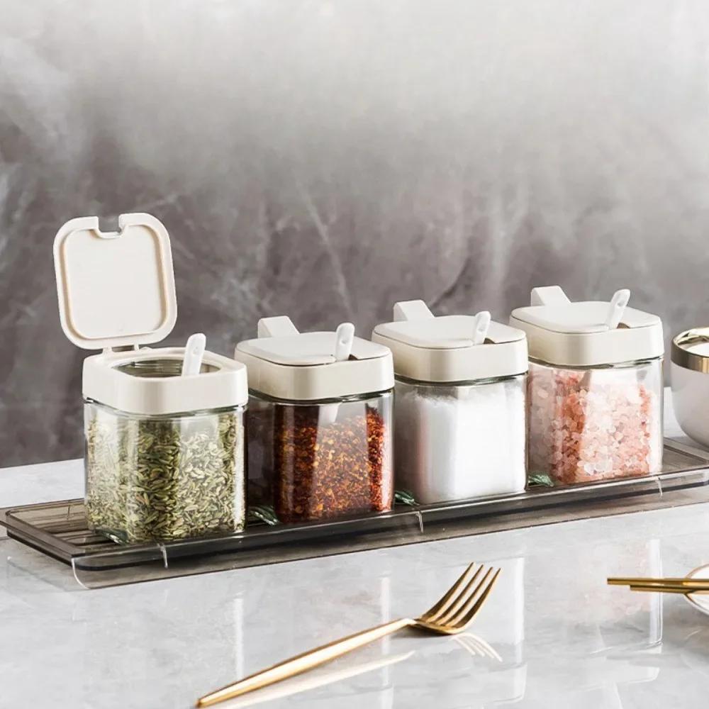 Household Moisture-proof Seasoning Combination Set Glass Pot Kitchen MSG Chicken Sealed Seasoning Box