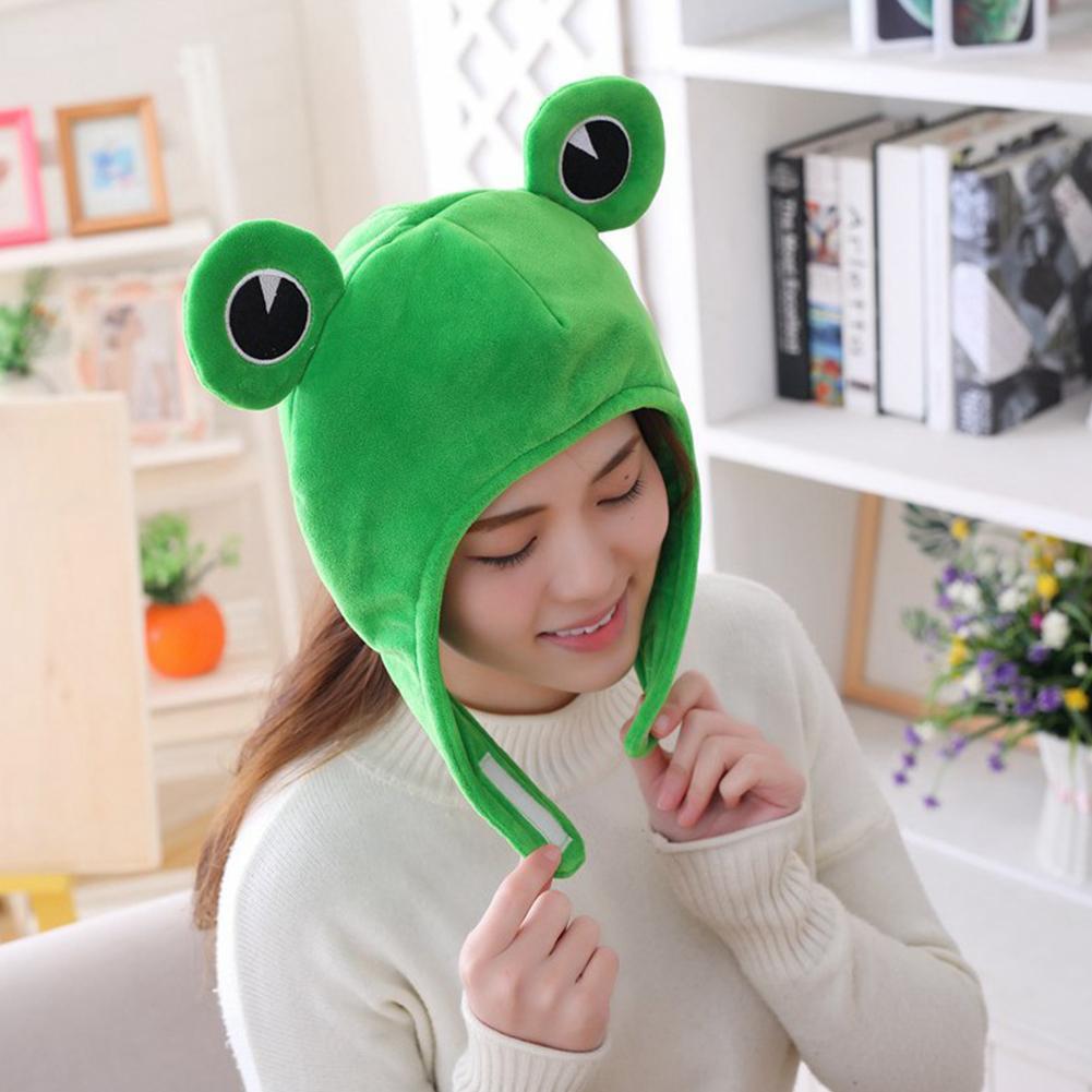 Funny Big Frog Eyes Cartoon Plush Hat Toy Green Headgear Cosplay Cap Cap Casual Festival Ears C P1Z8