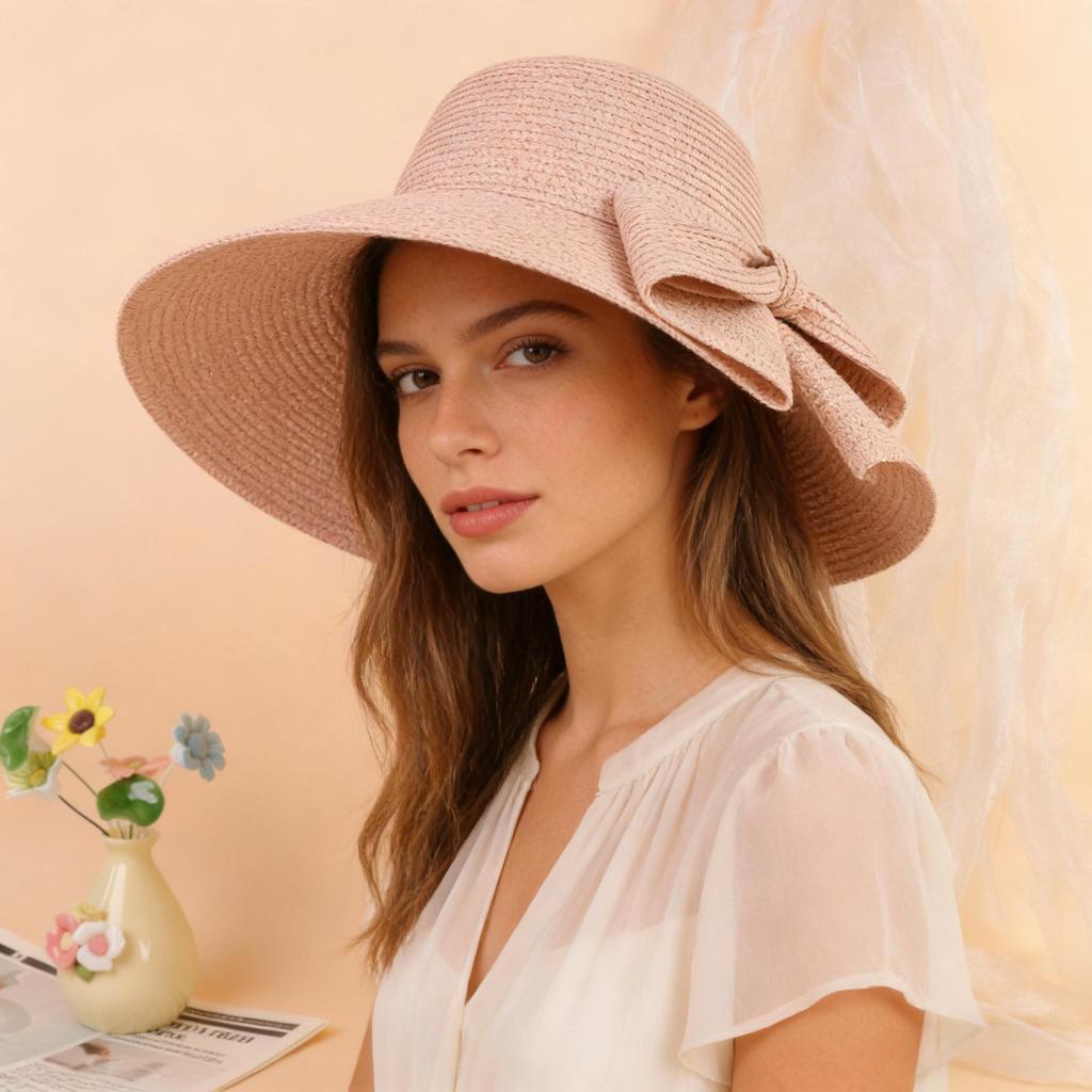 New Bow Tie Hat Women Casual Summer Spring Faionable Versatile Outdoor Beach Vaion Sun Protection Cap