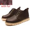 Fashion Cow Leather Men Ankle Boots Lace Up Handmade Plush Warm Winter Boots Custom Casual Boots Rubber Winter Shoes Men Cotton Shoes