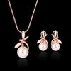 1 Set Women Necklace Earrings Bowknot Faux Pearl Jewelry Plated Bow Stud Earrings Necklace for Festival