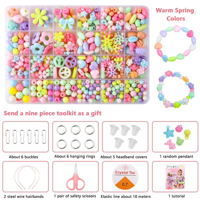 1 Set Creative Loose Spacer Beads Making Bracelet Necklace 10/24 Grid Girl Jewelry Kit Toy Diy Handmade Beaded Children'S Toys