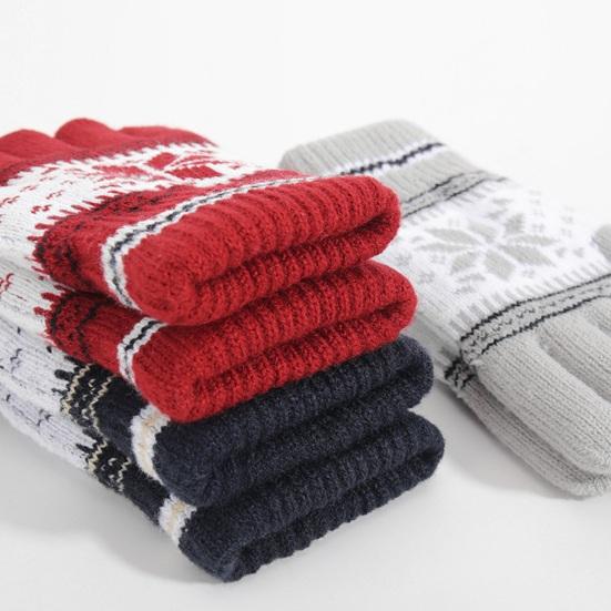 1 пара рождественских вязаных перчаток со снежинками, мужские и женские, с сенсорным экраном, зимние теплые толстые флисовые перчатки, уличные велосипедные термоперчатки для холодной погоды