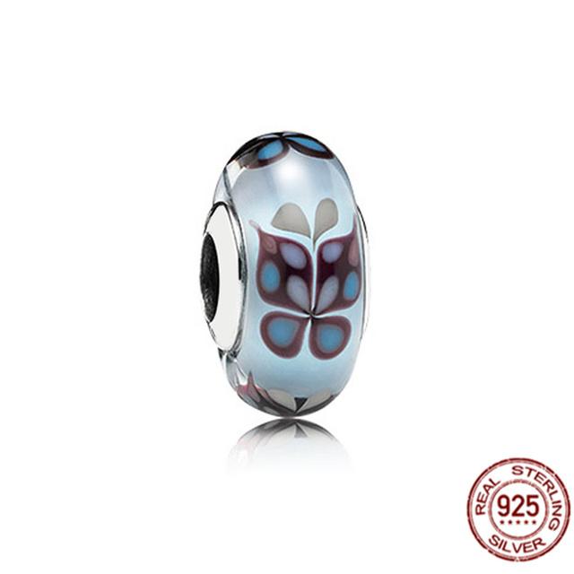 Стерлингового серебра 925 пробы, белый, красный, синий, счастливый четырехлистный клевер, муранское стекло, очаровательные ювелирные изделия, бусины, подходят для милого модного браслета