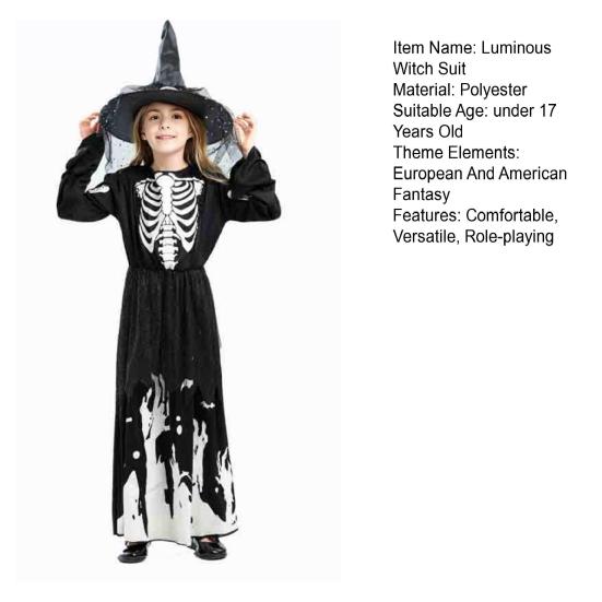 Yousheng Светящийся в темноте костюм ведьмы Хэллоуин Косплей Наряд для детей Унисекс Мантия для вечеринок и выступлений на Хэллоуинские вечеринки и фестивали