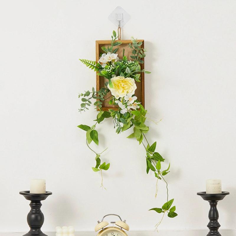 Подвесные цветочные украшения для гостиной Пластиковые настенные дверные поделки Искусственные растения Искусственные цветы Садовые украшения из дерева Украшения для дома