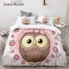 Комплект постельного белья с 3D-мультяшным рисунком для детей/мальчиков/девочек, комплект пододеяльников с милой розовой совой на заказ/Европа/США, комплект одеял/покрывала