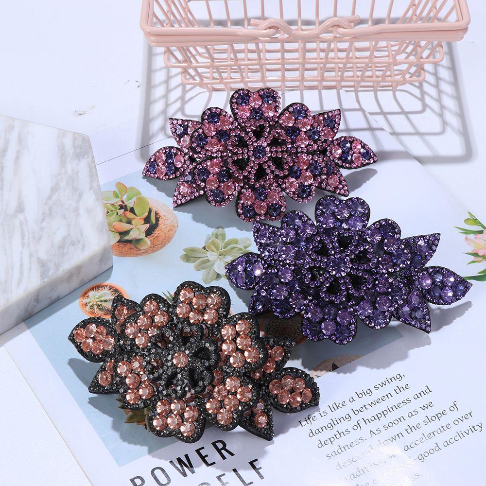 Аксессуары Женская Мода Прочный Гибкий Зажим для Волос Стразы Заколка для Волос Заколки Кристалл Цветок