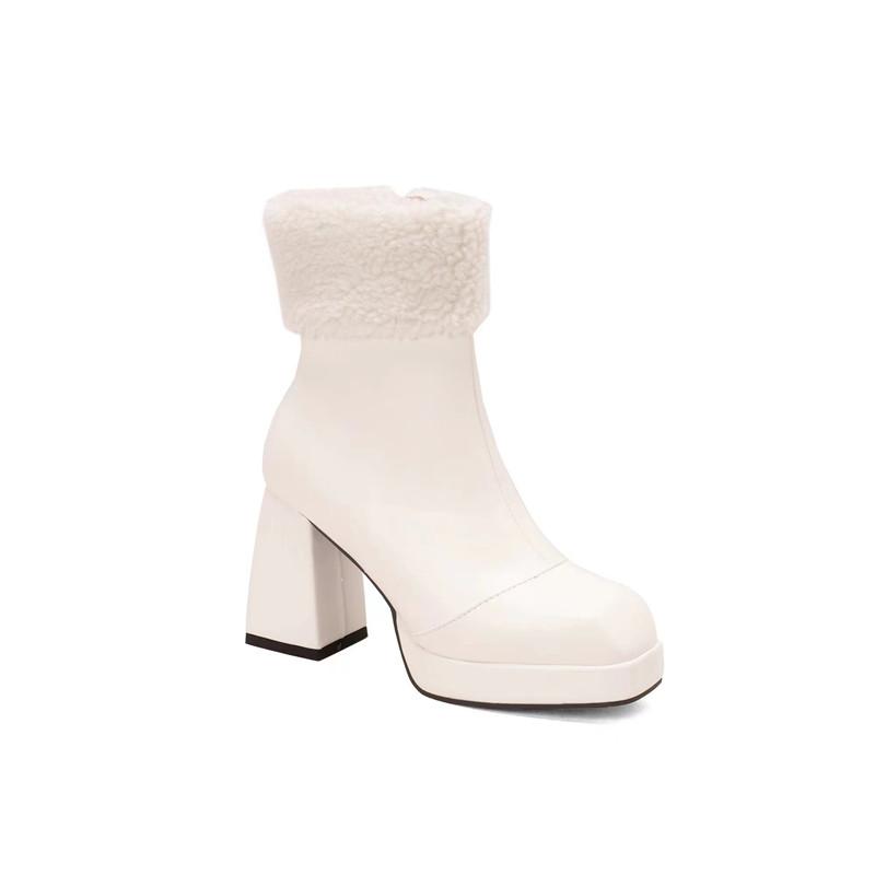 N/J5/Женские короткие сапоги на высоком каблуке, зимние плюшевые ботинки Мартин на толстом каблуке, женские ботинки оверсайз