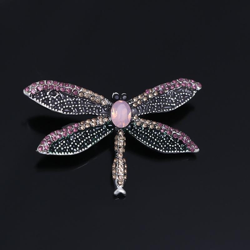 Fashion Dragonfly Crystal Brooch Women Shirt Suit Rhinestone Insect Animal Pins Brooches Party Gift