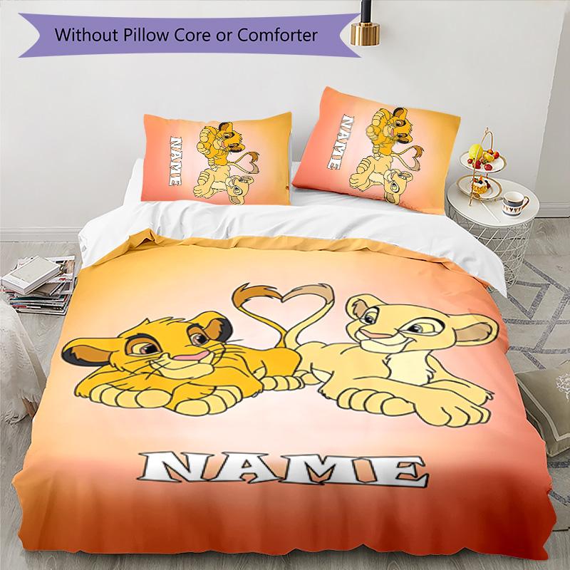 3pcs Lion King3 Cover Set - Personalized Name, HD Printed Bedding with 1 Cover and 2 Pillowcases - Perfect for Home Decor, Easy Care