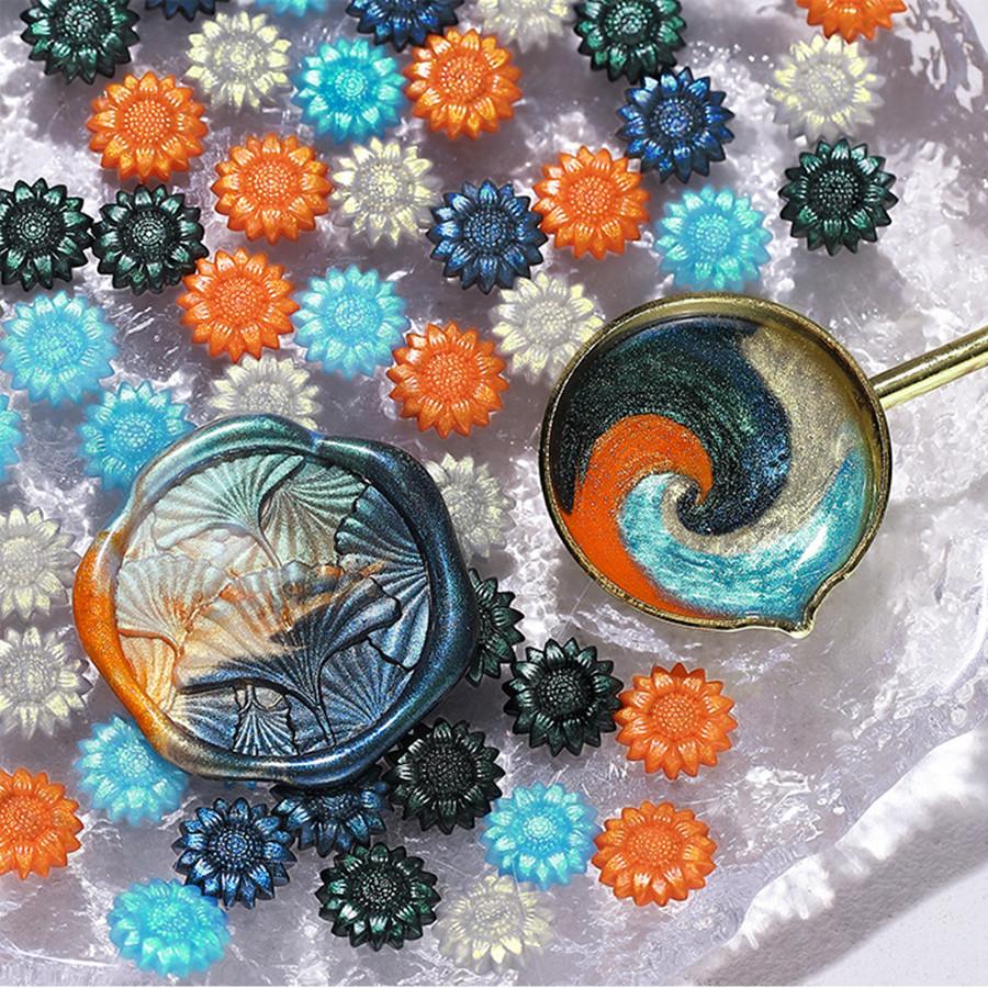 100 шт./пакет, воск для сургуча цвета Авроры, подсолнух, смешанные цвета, для свадебных приглашений, конвертов, упаковки винных подарков