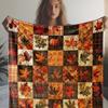 1 штука осеннего лоскутного фланелевого одеяла - мягкие опавшие листья и клетчатые узоры в оранжевом, коричневом и красном цветах