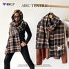 Imitation Cashmere Plaid Shawl Women's Winter High-end Atmosphere Black Scarf Triangular Hemming Head Shawl