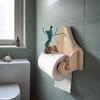 Toilet Paper Holder Funny Frog Design Easy To Install Wall-Mounted Wooden Roll Paper Stand Bathroom Decor