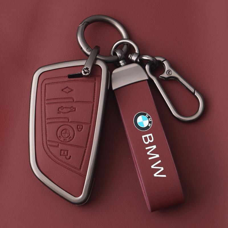 Zinc Alloy Leather Car Key Case Cover For BMW X1 X3 X4 X5 F15 X6 F16 G30 7 Series G11 F48 F39 520 525 f30 118i 218i 320i Sticker CC2