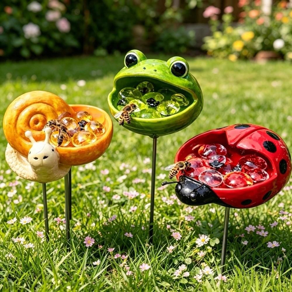 with Stake Bee Water Feeder Resin Sculpture Bird Bath Stand Butterfly Watering Station Beekeeping