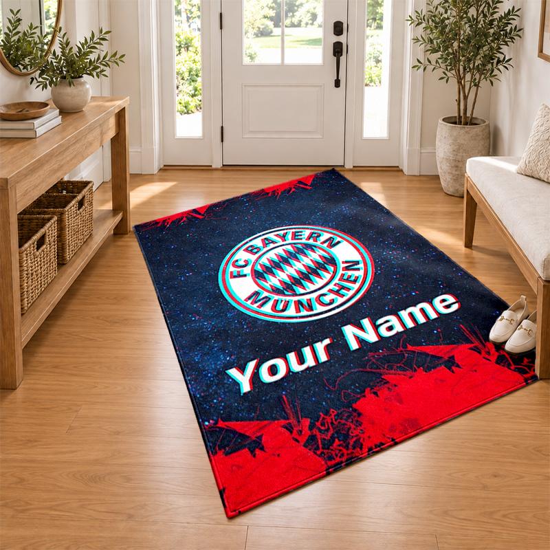 FC Bayern Munchen Custom Name Personalized Rug Non‑Slip Doormat Floor Carpet Housewarming Birthday Gift for Family Friends