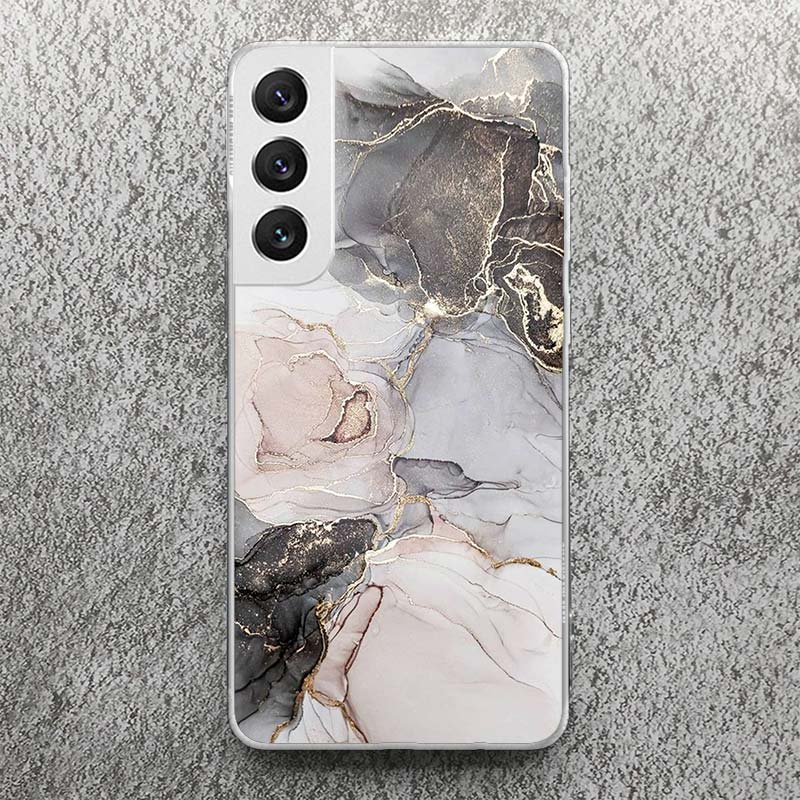 Fashion Gold Pink Geometric Marble Print Soft Case for Samsung Galaxy S25 S24 S23 S22 Ultra S21 Plus S20 FE Phone Shell S10 + Pa
