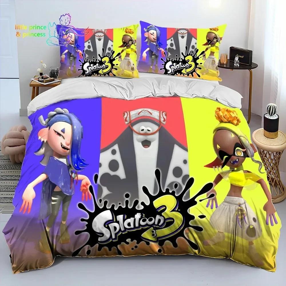 S-Splatoon Игра Геймер Мультяшный Постельный Комплект Односпальный Полуторный Двуспальный Кингсайз Комплект для Кровати Взрослый Ребенок Спальня Постельные Принадлежности Подарок