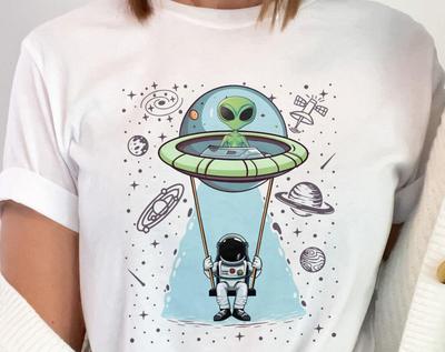 UFO Alien Astronaut T-Shirt, Funny Outer Space Tee