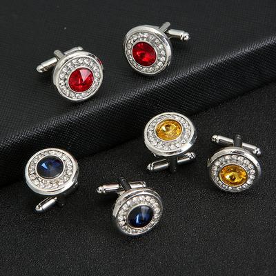 Роскошные мужские запонки из кубического циркония, круглые запонки для рубашки со стразами, классические французские запонки для костюма, пуговица для манжеты, качественный циркон, подарок для мужчины