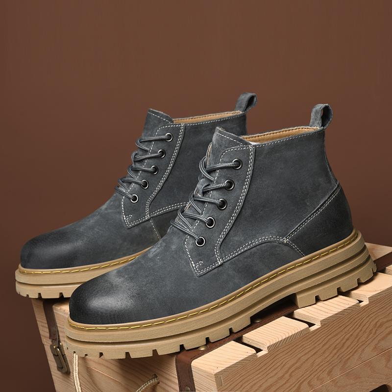British Style Men's Leather Boots Thick Bottomed Work Clothes Boots Handsome Motorcycle Boots Men's Casual Boots Ankle Boots