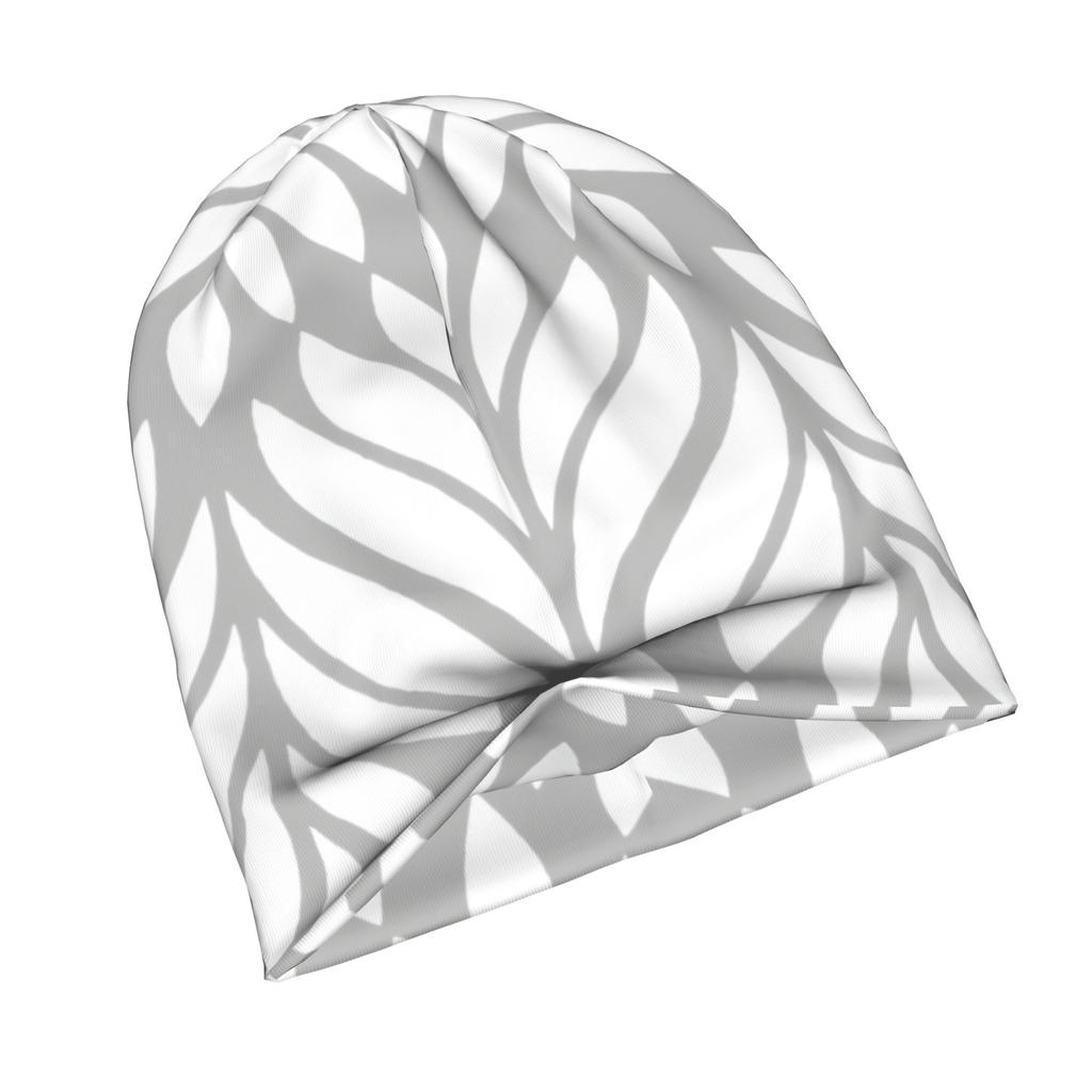 ZLIENSZUS Taupe Leaf Print Knit Hat for Adults - 2D Flat Bladed Leaf Pattern, Soft Suitable for Weekend Errands, Everyday City Wear, Casual Outfits, T