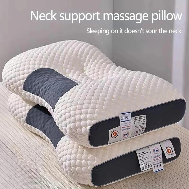 3D Neck Pillow Orthopedic To Help Sleep And Protect The Neck High Elastic Soft Porosity Washable Pillows Bedding For Hotel Home