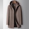 Mens Wool Blend Hooded Winter Coat With Removable Down Inner Liner Lightweight Warm Business Casual Outerwear
