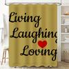 Gold Shower Curtain Decorative Text Living Laughing Loving Home Bathroom Decor for Kids Bathrooms Waterproof Privacy