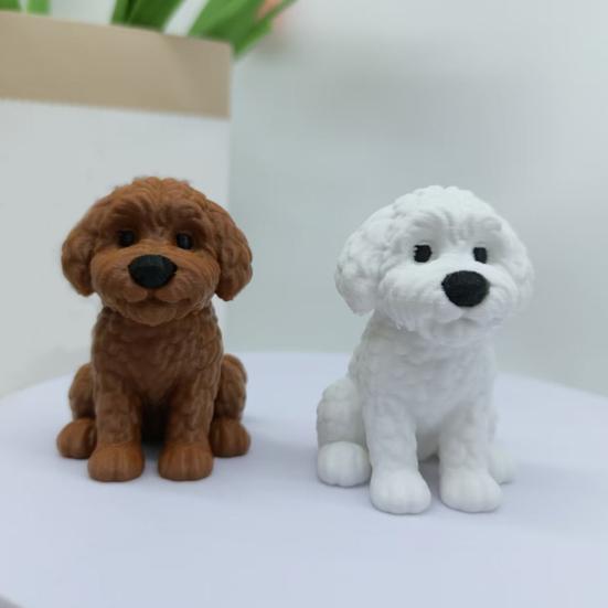 yangyizhi 3D Printed Dog Figurine, Cute Small Puppy Statue, Collectible Animal Ornament for Home Office Desk Shelf Decoration