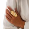 Женские кольца Модный креативный жемчуг Металлическое кольцо с отпечатками пальцев Преувеличенное большое открытое регулируемое кольцо на палец Праздничная вечеринка Ювелирные аксессуары