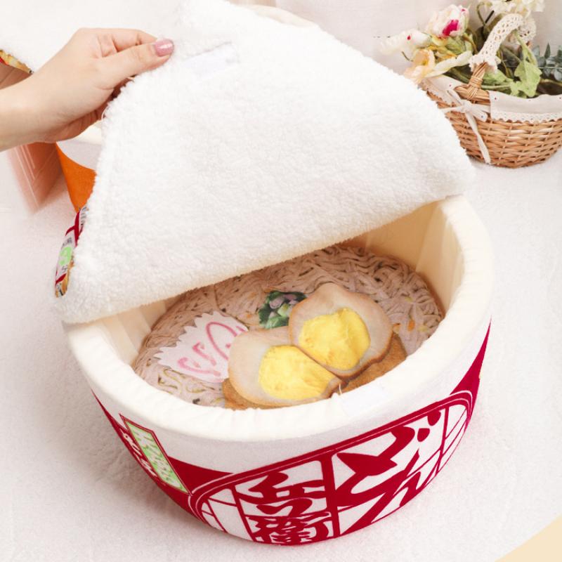 Подстилка для домашних животных в форме лапши с флисовой подкладкой, теплая, дышащая, съемная, круглая, для кошек, откидная крышка, универсальная, для собак, на все времена года