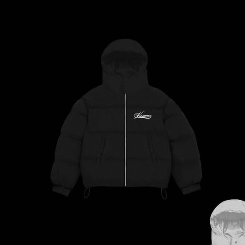 Унисекс хлопковая стеганая куртка с капюшоном и принтом в виде букв Hip Hop Streetwear Зимняя верхняя одежда