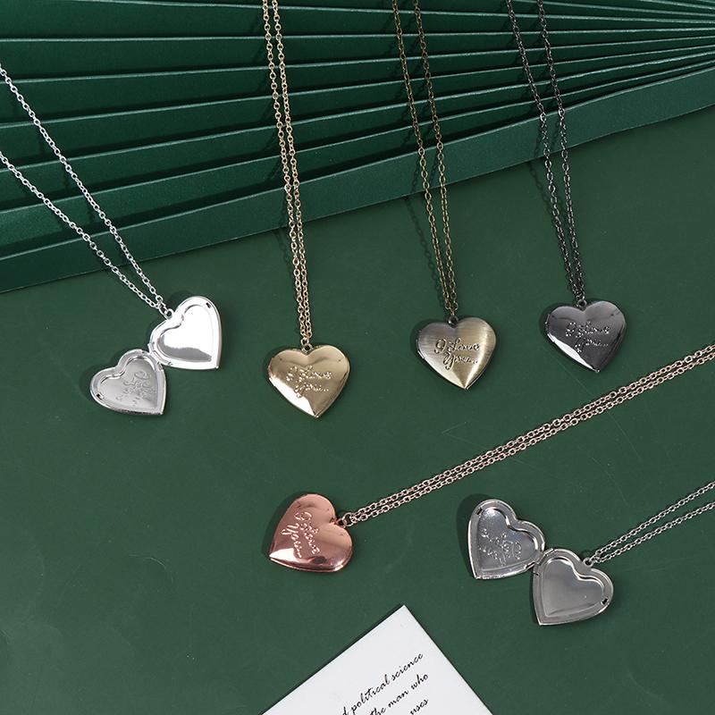 Кулоны-медальоны в форме сердца, открывающиеся, фоторамка, глянцевое ожерелье с семейной фотографией