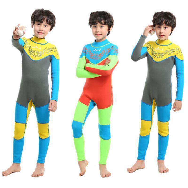 Kids Thermal Wetsuit Diving Swimming Warm Chloroprene Neoprene Full Body Suit Long Sleeve Pants Unisex