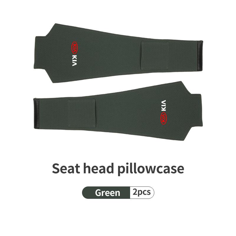 AAAFR1 Car Logo Headrest Cover Suede Perforated Breathable Head Pillowcase Pads For KIA Cerato Proceed Venga Stonic Picanto Sorento