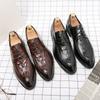 2024 New Casual Derby Shoes for Men Black Fashion Business Men Dress Leather Shoes Crocodile Pattern Wedding Shoes Men Shoes