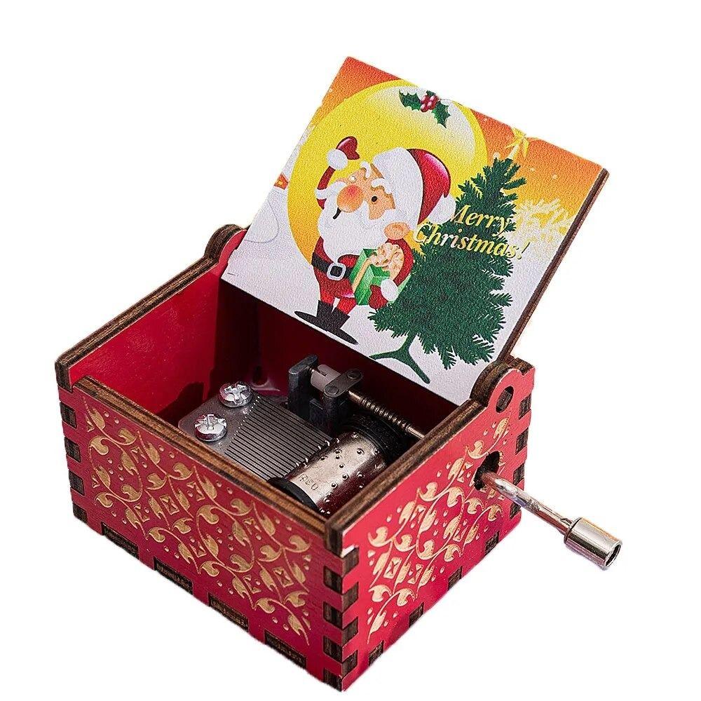 Музыкальная шкатулка с ручным управлением своими руками, красный Санта-Клаус, деревянная шкатулка, украшения для музыкальной шкатулки, с Рождеством