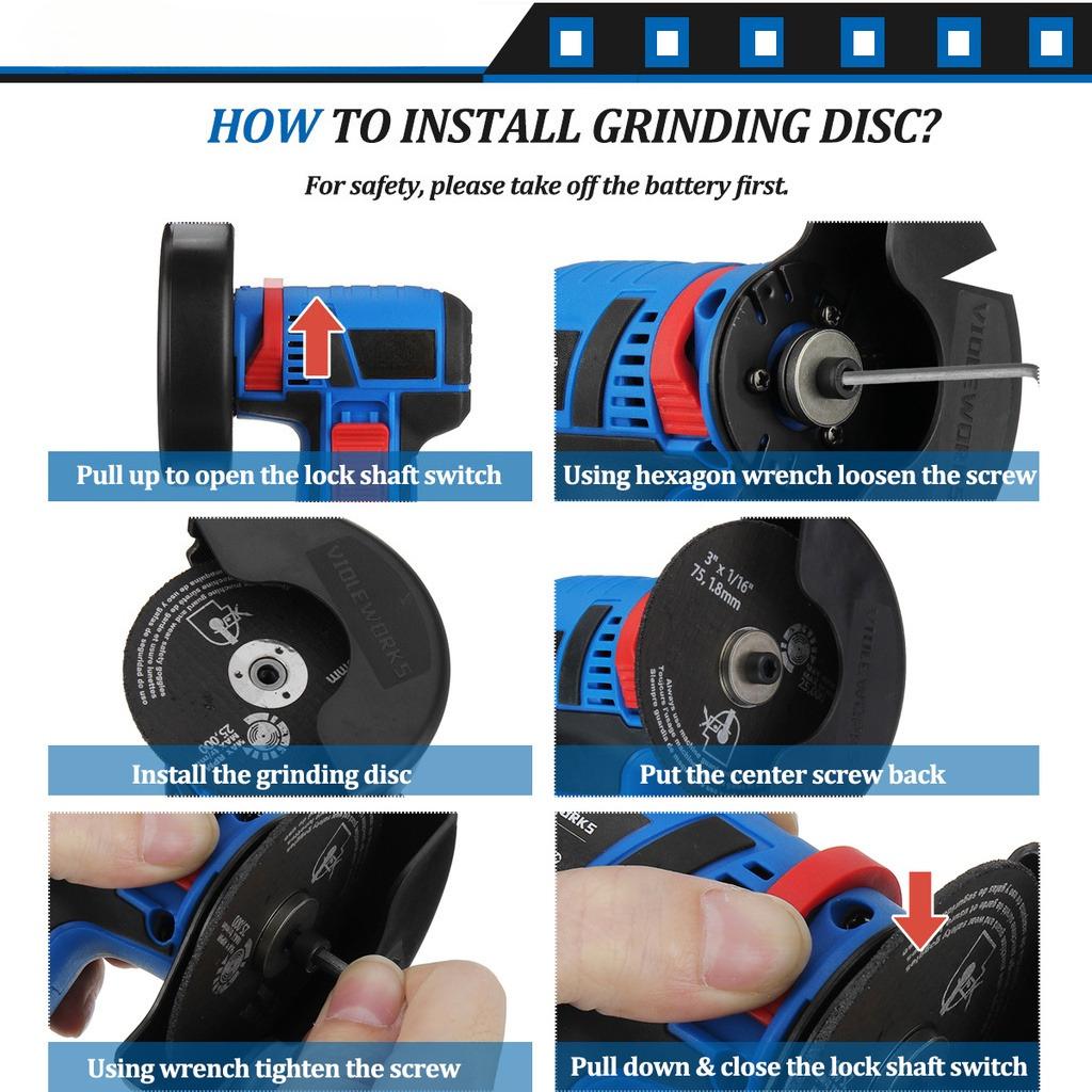 Электрический резак 12 В с отрезными кругами Аккумуляторная бесщеточная угловая шлифмашина 2000 Вт Мини-беспроводная полировальная шлифовальная машина