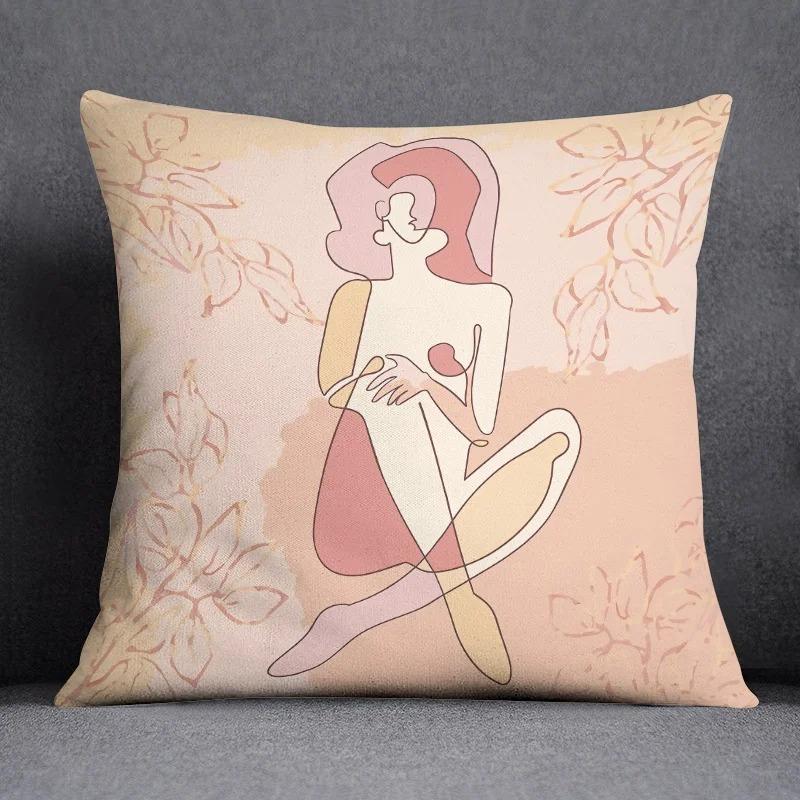Office Living Room Home Pillowcase Abstract Illustration Style Printed Pillowcase Car Ornaments