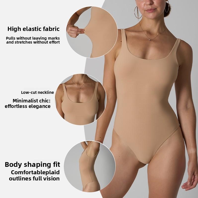 Прозрачный боди с высокой степенью компрессии без спины для женщин Дышащий чувственный облегающий боди для йоги без рукавов