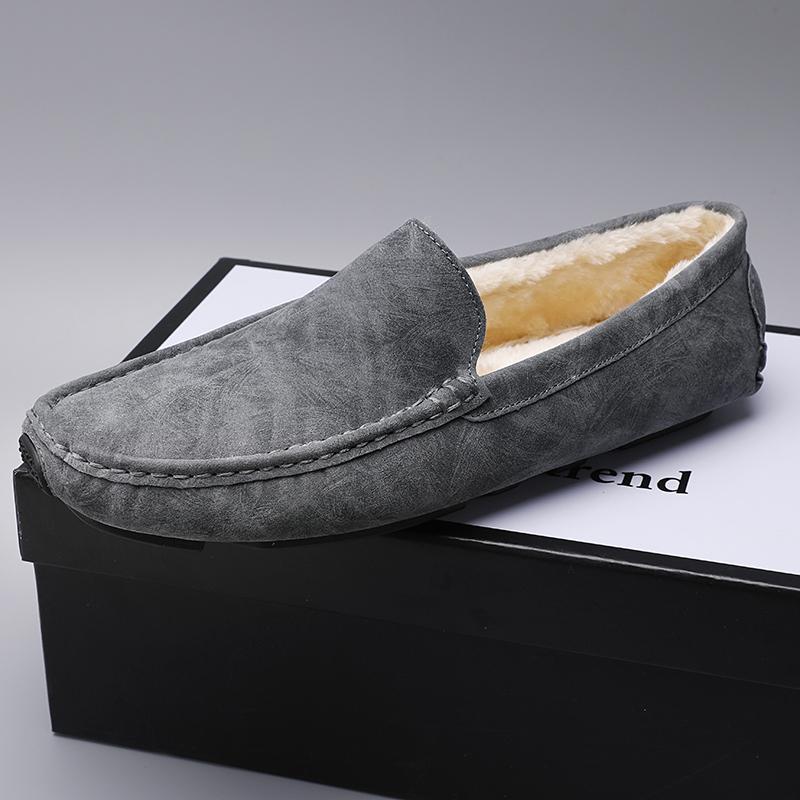 Мужские мокасины, зимняя теплая повседневная обувь 2024 года, модные туфли для вождения без застежек для мужчин, мокасины, легкая дышащая кожаная мужская обувь