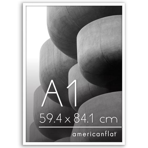 Americanflat A1 Poster Frame, Lightweight, Safe, and Transparent with a 1mm Protective PS Panel, Thin Frame Design (Wall Mounting) - White (Streamline