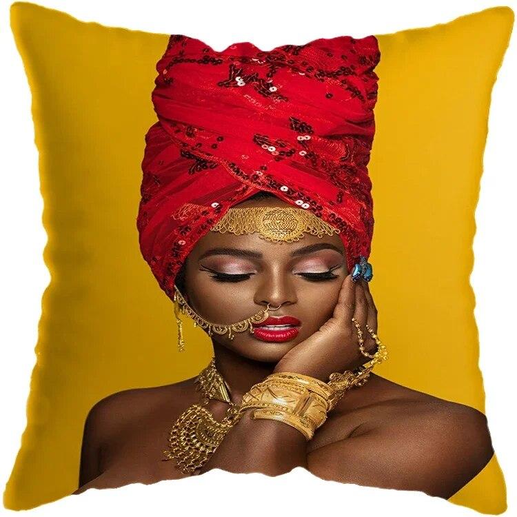 Наволочка для спальни, черно-золотая африканская женская подушка для гостиной, декоративная подушка