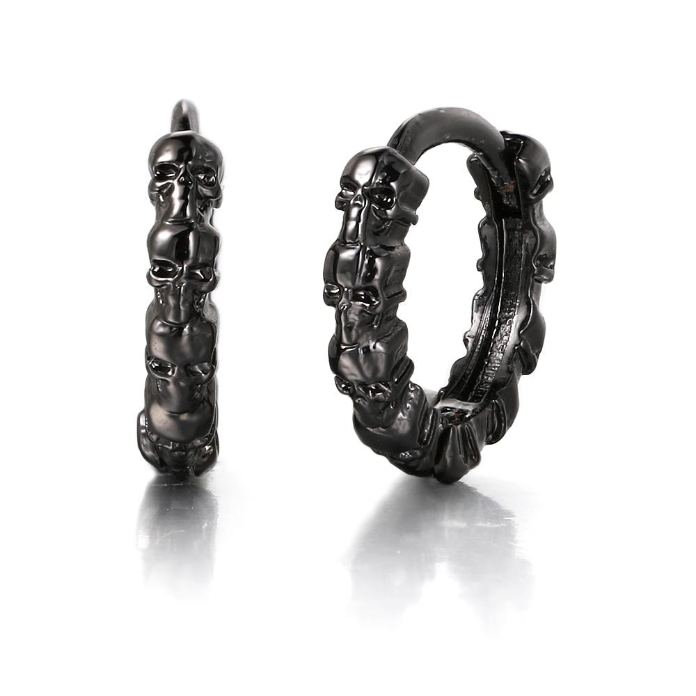 Rock Punk Style Skull Hoop Earrings For Men Women Silver Color Vintage Skeleton Earring Hip Hop Jewelry Halloween Gift OHE188