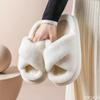 Fashion Popular Winter Plush Cross Strap Women's Cotton Slippers for Indoor Warmth Thick Bottom Anti Slip for Women's Cotton Slippers