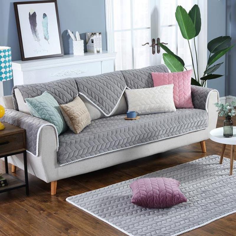 Minimalist Modern Living Room Sofa Mat Plush Dustproof Sofa Cover Household Winter Plush Comfortable and Anti Slip Seat Cushion