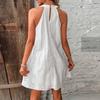 Women's Mini Dress Summer Casual O-Neck Sleeveless A Dress Women's Fashion Holiday Beach Party Loose Dress Tank
